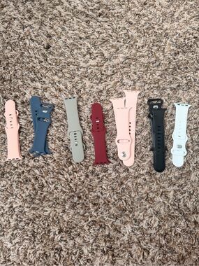 Assorted Silicone Watch Bands - Pink, Navy, Sage, Burgundy, Black, White